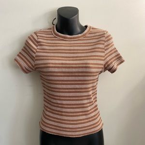 Cotton on Brown/White striped Tee Large